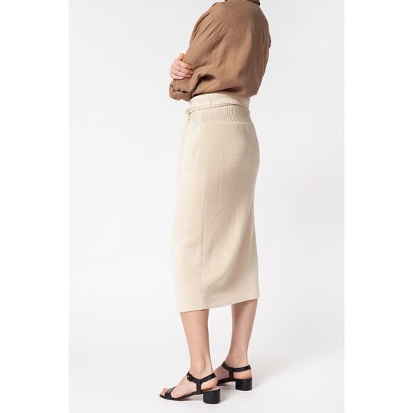 Lauren Manoogian Rib Skirt Crudo Natural Cotton Wool Designer Size 0 XS thru M - Picture 6 of 16